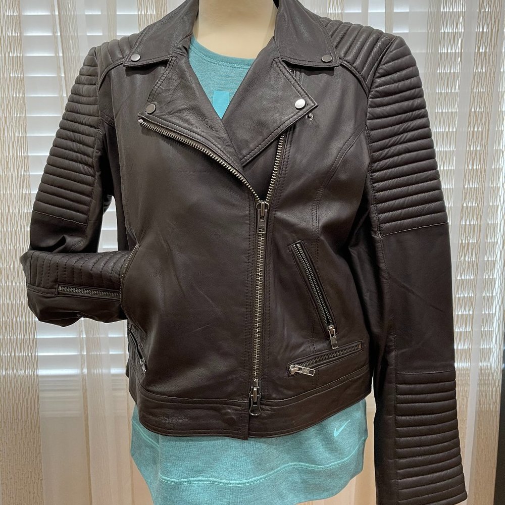 Cigno Nero Brown Lamb Leather  Moto Jacket Size:44